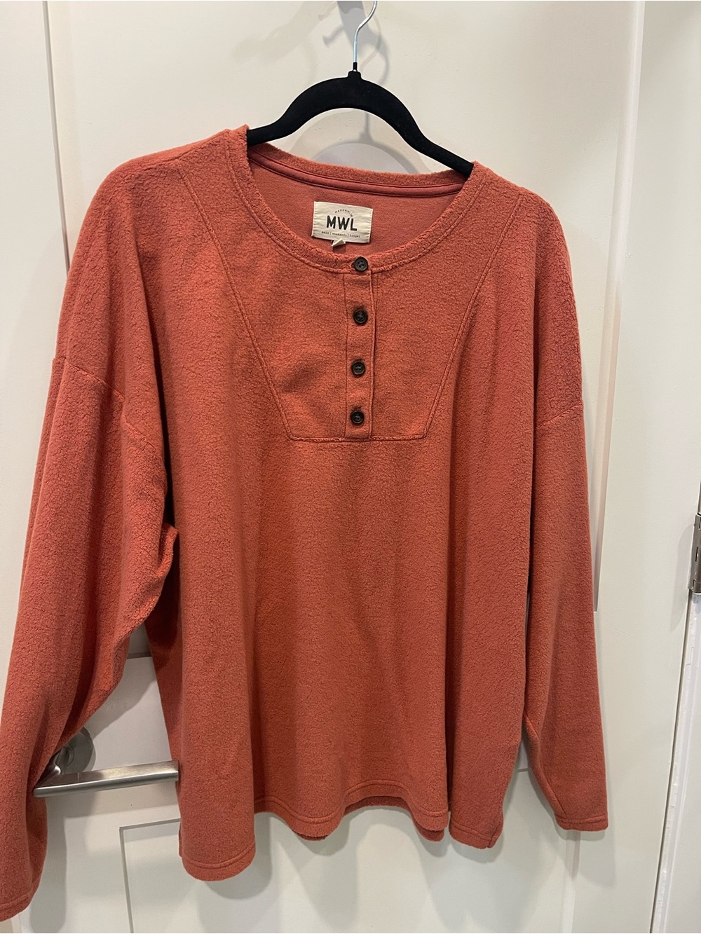 Madewell Women’s Rust Henley Fleece Sweatshirt